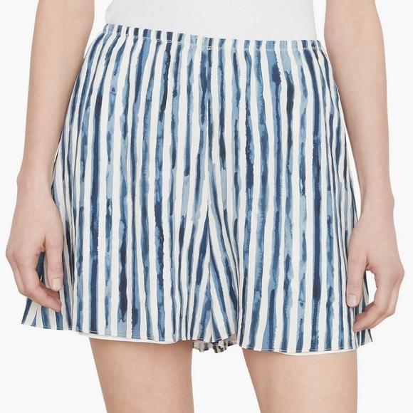 Vince High Waist Blue and White Striped Shorts